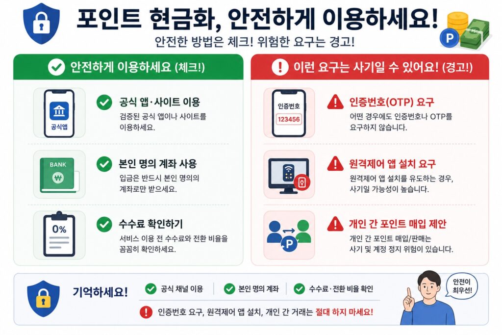 포인트 현금화 방법 총정리, 카드·멤버십 숨은 포인트까지 모으기 6 포인트 현금화 과정에서 피해야 할 인증번호 요구와 원격제어 앱 설치