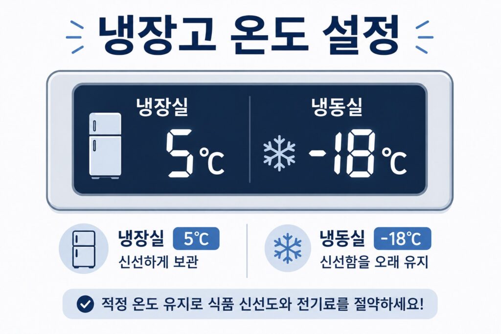 냉장실 5도와 냉동실 영하 18도 권장 온도