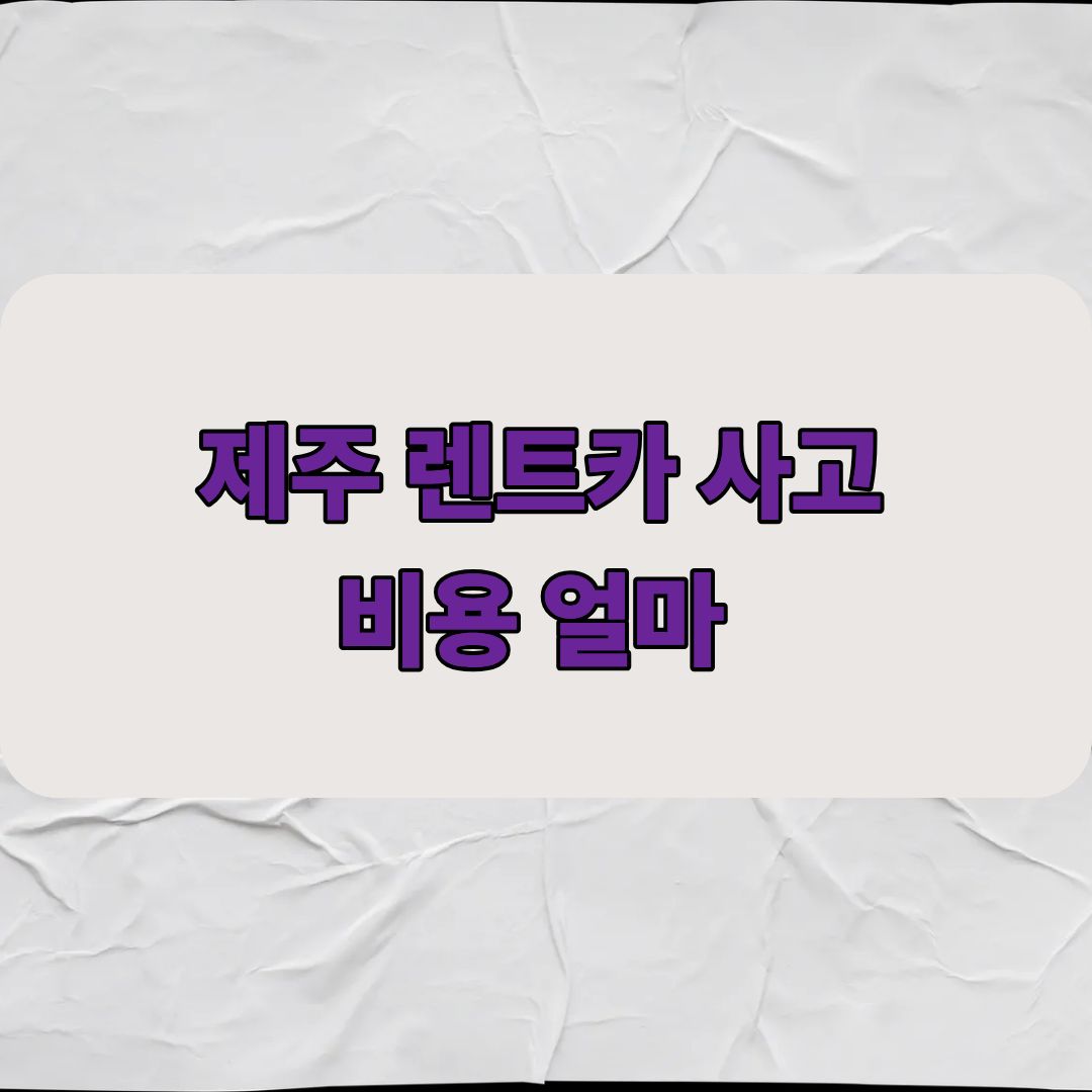 제주 렌트카 사고 비용 얼마