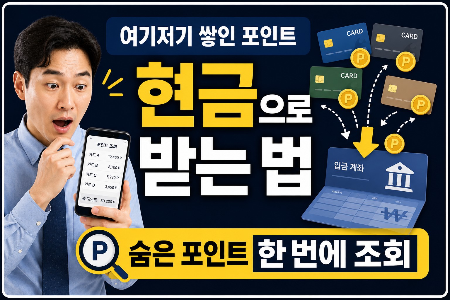 스마트폰으로 숨은 카드 포인트를 조회하고 현금화하는 직장인